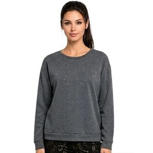 Philosophy Heathered Gray Rhinestone Sweatshirt Size L